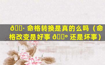🕷 命格转换是真的么吗（命格改变是好事 🌺 还是坏事）